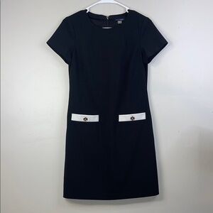 EUC Tommy Hilfiger Black Mini Dress with White Accents Size 4P #296
